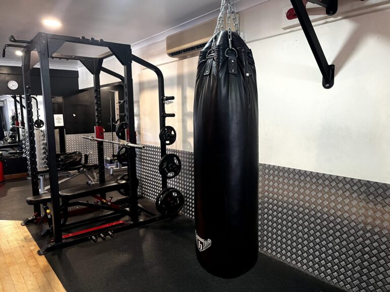 punch bag and squat rack at atlantis gym, health and beauty spa in tiptree essex