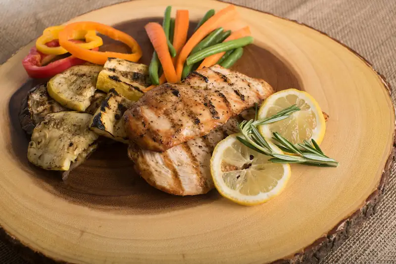 A simple, balanced healthy meal plate with protein and vegetables