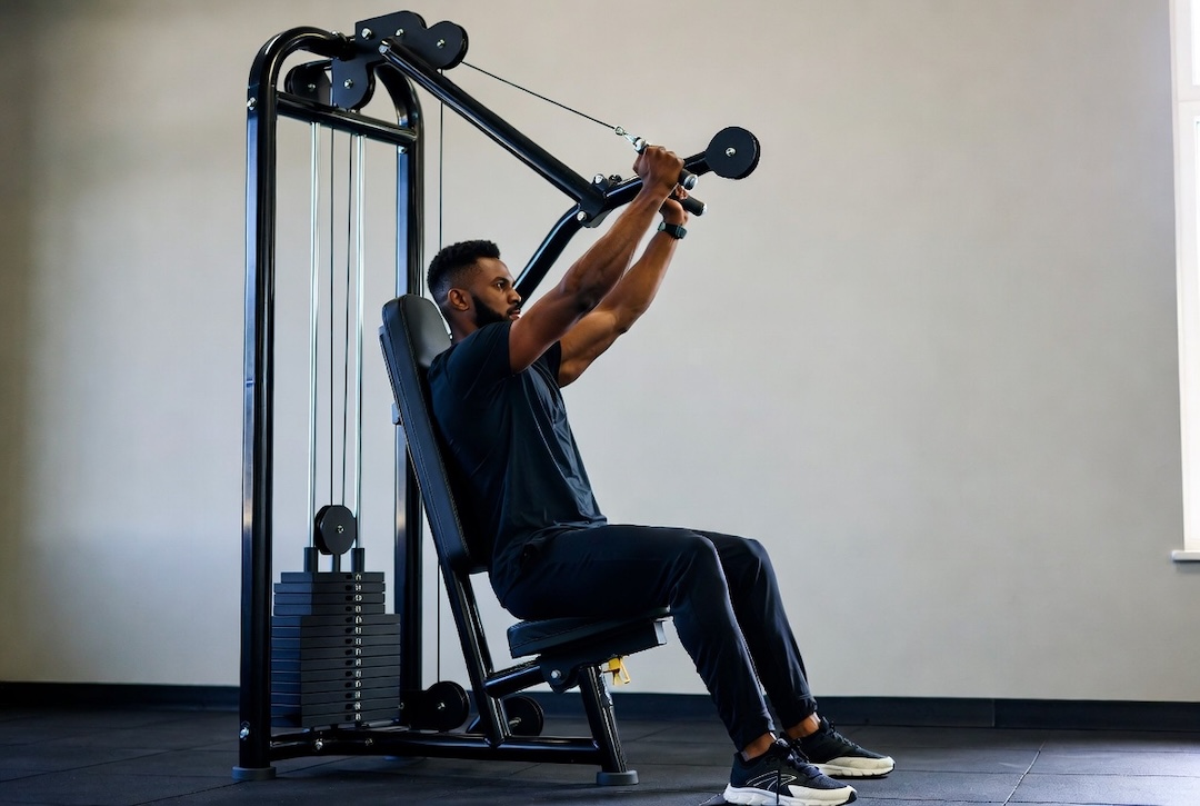 Member training on a resistance machine at Atlantis Gym in Tiptree, Essex